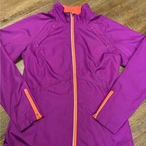 Purple Workout Jacket with Orange Accents